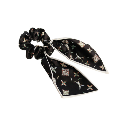 法式飘带发绳印花扎马尾头饰发圈