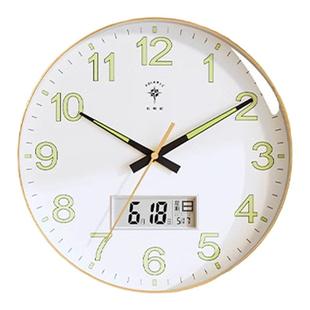 北极星家用客厅用挂钟挂墙时尚静音电子万年历夜光自动对时电波钟