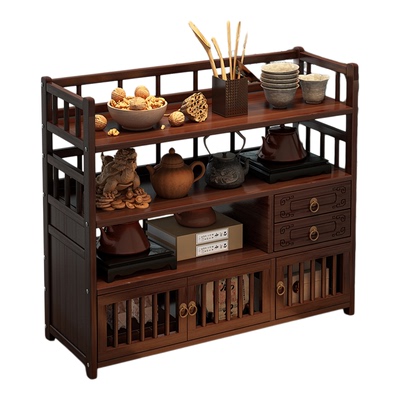茶具置物架桌面小型博古架现代简约新中式多宝阁茶壶架茶叶收纳柜
