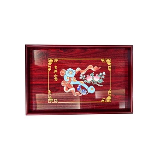 实木托盘红木盘结婚长方形木质茶盘家用红木色木制中式方盘