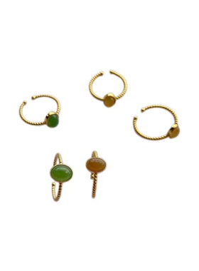 男女s925银简约镶嵌宝石戒指开口