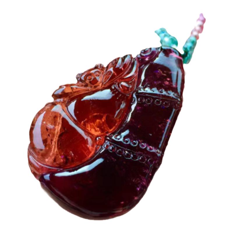 天然水晶挂件坠子碧玺竹节吊坠
