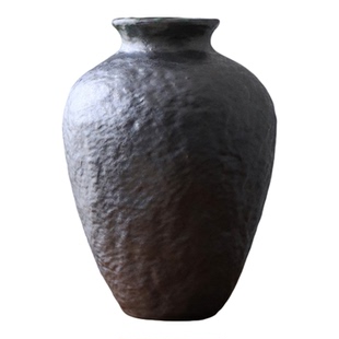 黑色花瓶陶瓷中式侘寂风复古摆件艺术客厅插花大号陶罐轻奢高级感