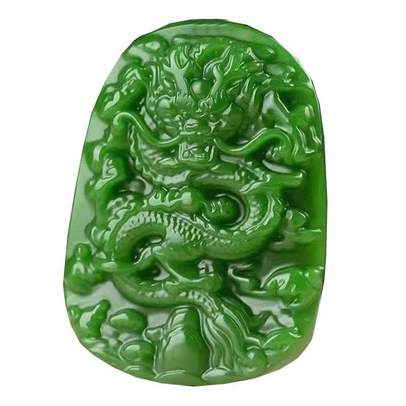 碧玉龙牌吊坠项链新疆生肖龙男款合成玉石挂坠生日礼物男女款车挂