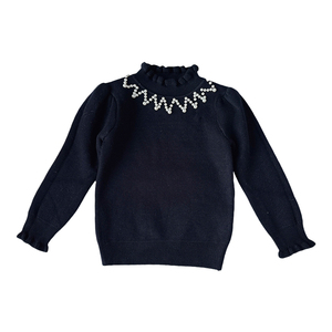 女童一体绒毛衣2024冬宝宝毛衣加厚小女孩纯色百搭小孩加绒针织衫