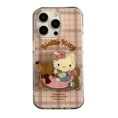 粉格简约可爱凯蒂猫摇摇乐手机壳