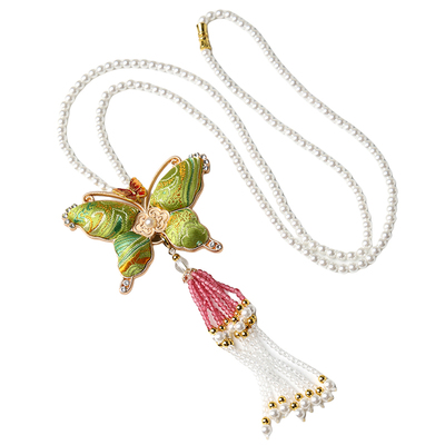 非遗手工宋锦葫芦蝴蝶吊坠链国风