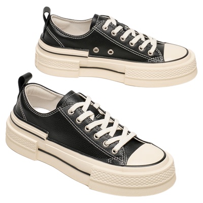 「无界白行」BeauToday真皮休闲板鞋男2025新款厚底小白鞋男增高