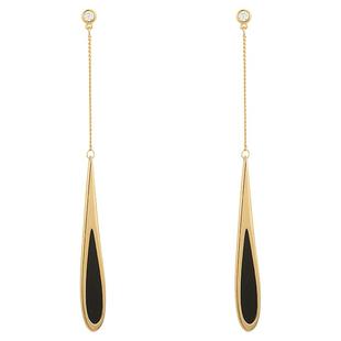 黑色长款水滴流苏耳环女2025新款高级感耳钉锆石耳坠金色气质耳饰