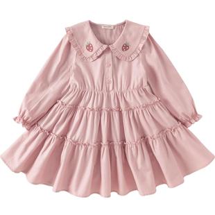 戴维贝拉女童连衣裙春季新款儿童洋气裙子大童粉色公主裙童装衣服