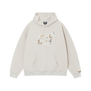 FORNINES火熔蕾丝贴布刺绣加绒卫衣男女情侣重磅连帽衫春秋款外套