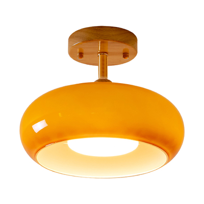 中古原木奶油柿子过道阳台吸顶灯