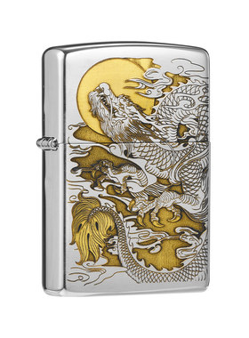zippo打火机镜面深雕深雕龙凤
