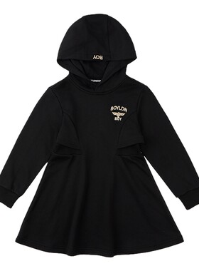 BOY童装 25秋新款儿童黑色连衣裙时尚潮流收腰裙子女童中大童