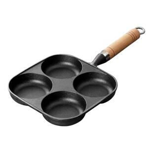 煎蛋锅铸铁四孔家用加深鸡蛋汉堡机模具早餐不粘锅平底锅煎蛋神器