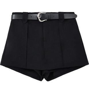 安可拉红高腰休闲短裤女MOFAN摩凡2025早春新款百搭直筒裤显瘦