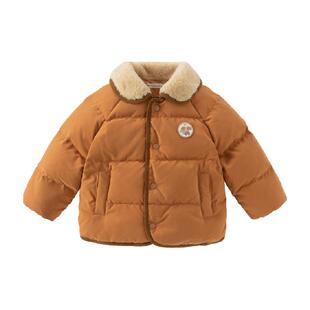 戴维贝拉男童短款羽绒服2025冬装新款宝宝白鸭绒外套儿童洋气上衣