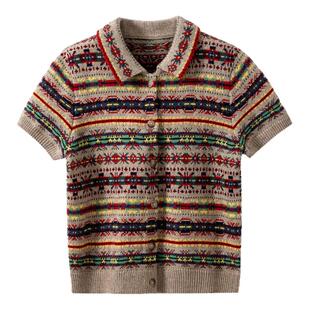 【异域风情】2/26支澳洲羊毛美式老钱纳瓦霍风格几何提花针织开衫