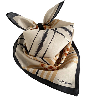 纯棉日系文艺复古格子小方巾女围巾2026新款春夏百搭头巾丝巾领巾