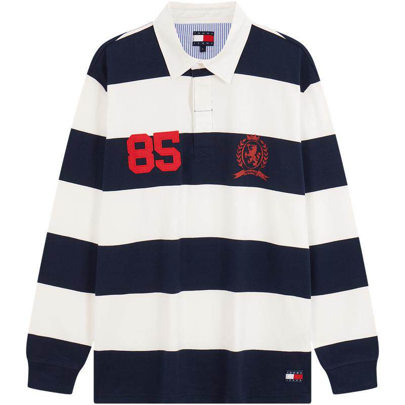 Tommy男装纯棉条纹宽松运动POLO