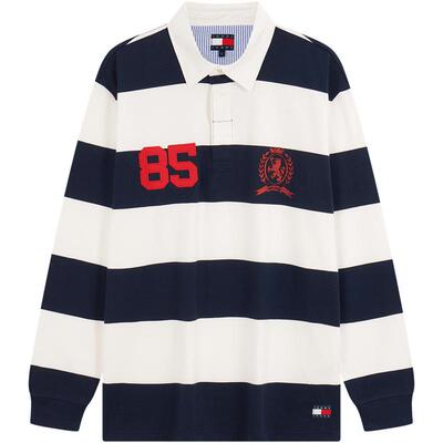 Tommy男装纯棉条纹宽松运动POLO