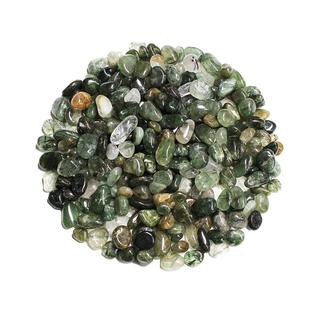 天然绿幽灵水晶碎石招财聚宝盆摆件绿发晶碎石曼扎装藏鱼缸造景石