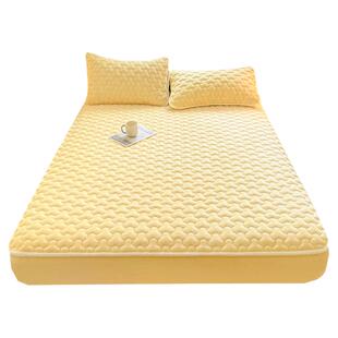 A类加厚牛奶绒夹棉床笠单件纯色法兰绒床罩防滑保暖床垫套150x190