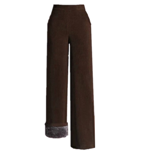 中老年秋冬裤子加绒加厚直筒裤妈妈保暖棉裤女阔腿灯芯绒女裤宽松