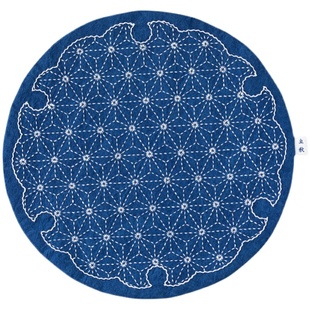 刺子绣材料包 雪轮纹麻叶纹茶席自绣新手DIY刺绣手工印好图蓝染布