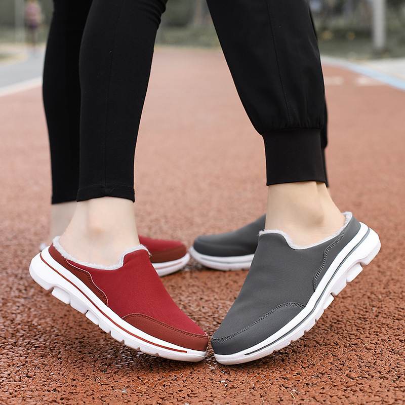 老人棉拖鞋男士冬季加绒保暖中老年居家棉鞋防滑加厚防水爸爸半托