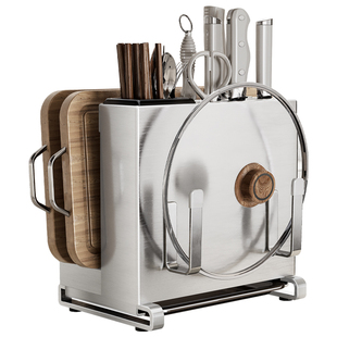 纳纳厨房刀架304不锈钢置物架刀具收纳架菜板一体多功能2025新款