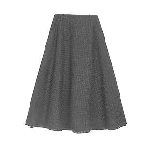 sdeer圣迪奥女装小香风套装格纹拼接毛呢A字伞裙S23481104