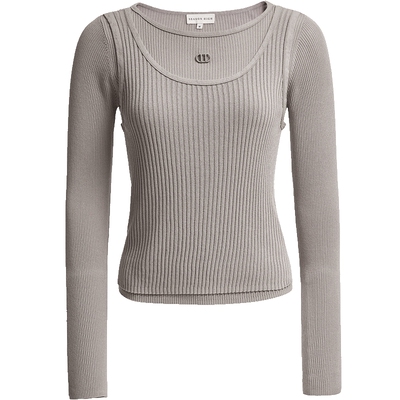 SEASON HIGH春季圆领修身版型假两件设计款针织衫女装