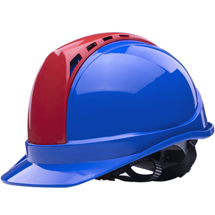 海华A7国标湖北电网电绝缘工地安全帽蓝色防砸透气安全帽厂家印字
