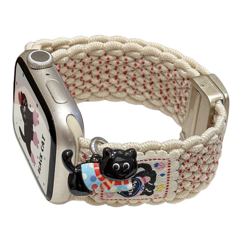 适用iwatch立体挂饰编织磁吸表带