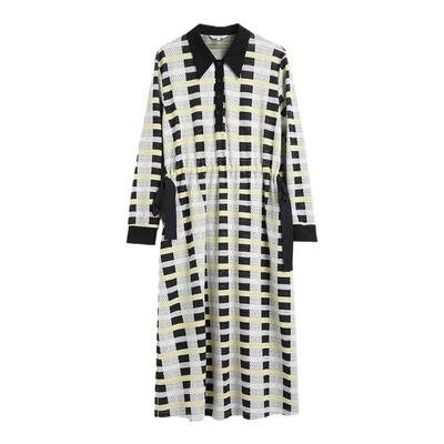 PUKKA长款连衣裙衬衫领条纹拼色