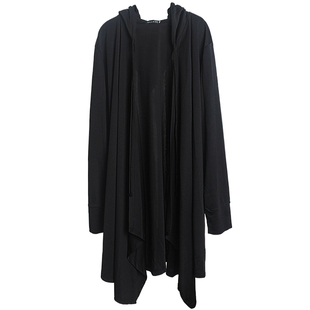 长款外套男薄款风衣单层青少年无扣开衫连帽披风暗黑系长袍子斗篷