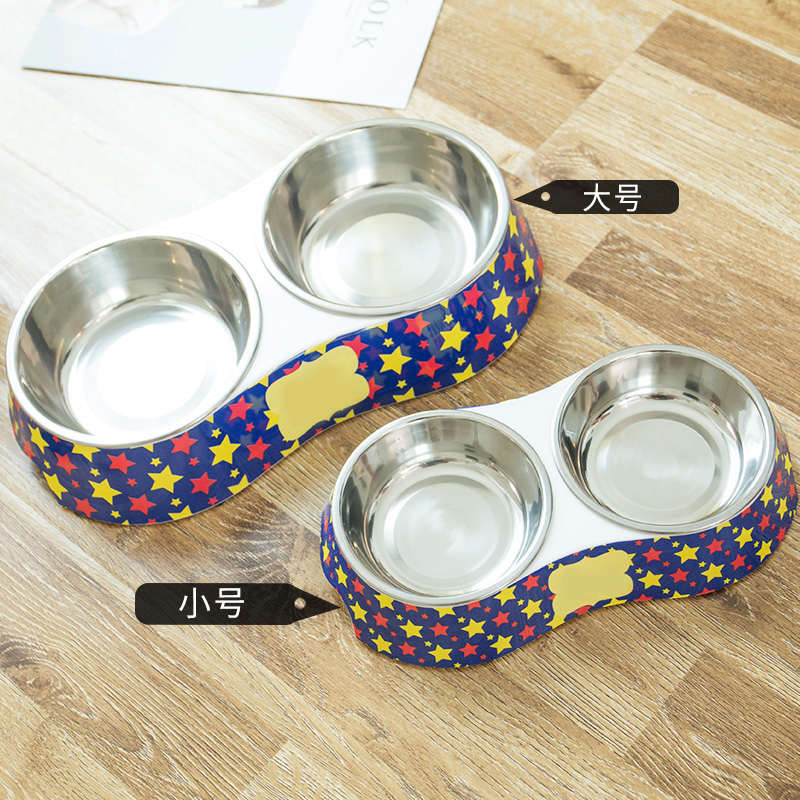 狗碗狗盆猫碗猫食盆狗狗饭盆防打翻双碗喝水一体中小型犬宠物用品