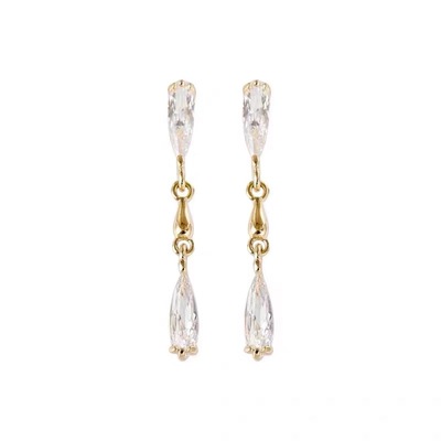 小众设计~超闪锆石水滴耳环