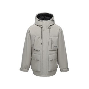 JW真维斯男装冬季羽绒服 潮流男士连帽羽绒中长款外套男款衣服