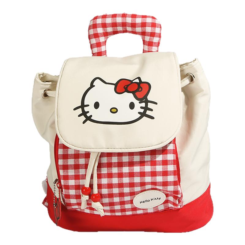 Hellokitty红格双肩包包女凯蒂猫迷你双肩包2025新款个性出街背包