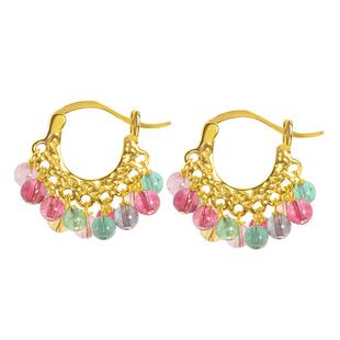 若华珠宝雀月#彩色糖果碧玺耳环女天正品然S925彩宝耳饰礼物定制