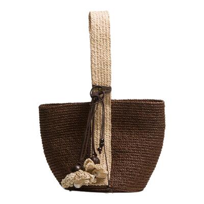 休闲度假拉菲草编手提草编小包