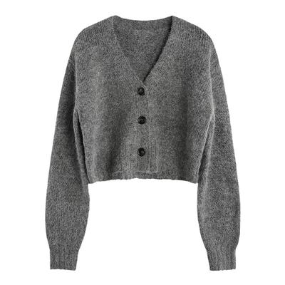 羊毛针织开衫毛衣女v领外套