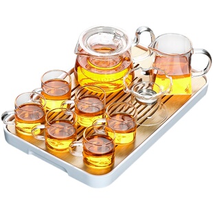 功夫茶具套装玻璃泡茶神器茶杯中式高档家用小套简易网红花草茶具