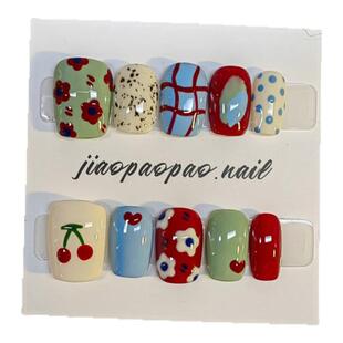 【Jiao泡泡】小众复古港风春夏樱兰花花纯手工穿戴甲