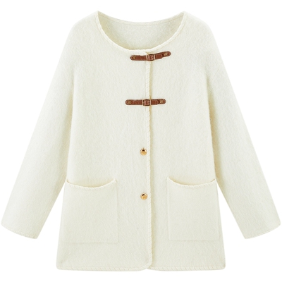 太平鸟女装冬季轻奢外套式毛衫女圆领针织衫A1EAE4247