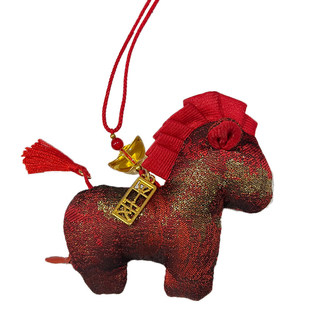 马年汽车挂件宋锦香囊刺绣小马文创中国风汉服饰品过春节新年礼物