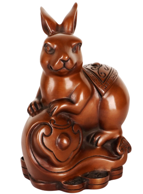 紫铜工艺品生肖如意兔子摆件送孩子生日礼品属兔家居兔礼物卧室