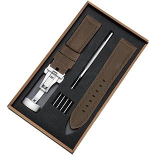 真皮手表带男女 通用款复古牛皮表带蝴蝶扣手表链适用华为watch gt4/5荣耀天梭浪琴卡西欧美度西铁城精工天王